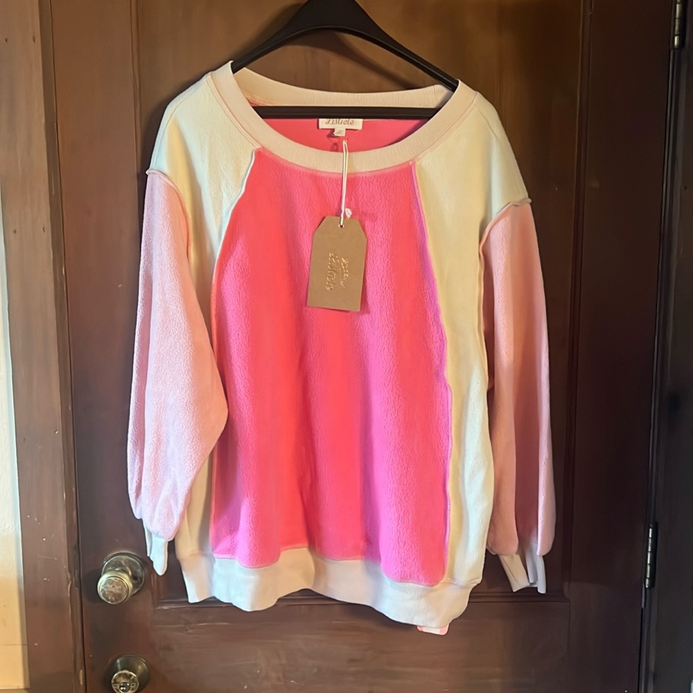 SMALL PINK PULL OVER SWEATSHIRT JACKET LISTICLE NWT